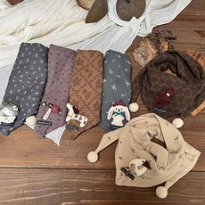 寶寶圍巾秋冬款韓版卡通純棉嬰兒三角巾冬季防風嬰幼兒男女童圍脖