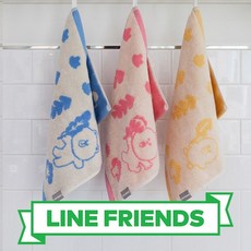 라인프렌즈 포레스트 선염 핸드 고리 어린이집 타올