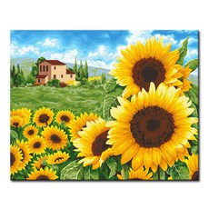 명화그리기 DIY 유화 세트 그림 액자 해바라기 아트홀릭, L115_동화마을 해바라기, 1개