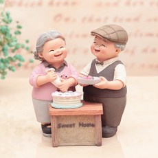 루캔필 행복한 노부부 피규어 인테리어 장식 소품 인형, 베이킹