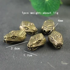 뱀머리 황동 버클 EDC 야외 DIY 우븐 파라코드 서바이벌 팔찌 용품 레트로 로프 랜야드 구슬 액세서리, 01 brass 1pcs