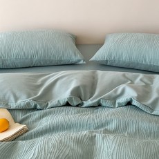 【台灣熱銷Top1】A類母嬰級丨全棉牀上四件套100%純棉提花牀品輕奢風80支被套被單, 紋-湖藍【100%棉-軟糯親膚】,牀單款四件套【被套2.0*2.3】_2