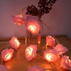 장미꽃 스트링 웨딩 가랜드 생일 분위기 파티 홈 기념일 축제 장식, 1개, 2. Pink A. 3M 20LED