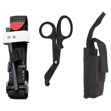 TRADER 軍規止血帶，快速止血，輕巧便攜，戶外登山安全必備, 頂級金屬止血帶+(黑)戰術剪刀+收納包, 1個