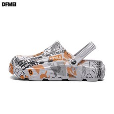 DFMEI 洞洞鞋男士夏季新款戶外沙灘涼鞋外穿兩用防滑耐磨軟底包頭拖鞋男