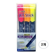 동아 제트스틱 고체형광펜 타원형, 3색 세트