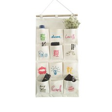 T HORSES 爆款熱賣佈藝掛袋收納袋 墻上門後宿舍儲物袋 家居手機雜物裝飾掛兜, 12兜春夏秋冬38*73