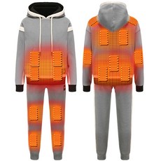 新款跨境電熱智能發熱套裝智能十七區男女款發熱套裝恆溫全身加熱, 黑色單件褲子,XL