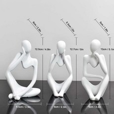 모던 장식품 독특한 조각상 스톤 홈데코 몽상 생각하는 사람, B_흰색 세트