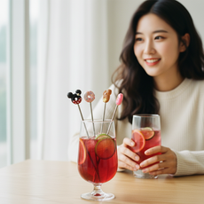 귀여운 도넛 롱스푼 샹그리아 음료 젓개 홈카페 티스푼 머들링 막대, 1도넛머들러-땡땡핑크, 1개