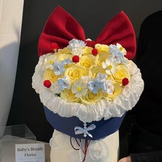 臺灣出貨 浪漫白雪公主配色玫瑰花束成品香皂花仿真手捧花情人節生日送禮物 MO6W, 宇宙預報員【11朵香皂花成品】,不含禮袋, 1個