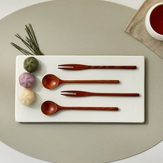 [모던하우스 광주역점] 자연옻칠 티스푼 포크 4P세트 NEW_BAOPHCU, 1개