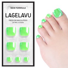 Lagelavu 라젤라부 패디팁 미러 코팅으로 반짝반짝 빛나는 패디큐어 붙이는 발톱, 25.빛나는 네온그린, 1개