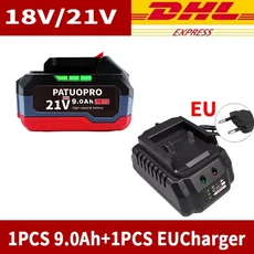 Makita 18v 전동 공구 용 18V 21V 6.0 9.0 12.0Ah 충전식 리튬 배터리 무선 렌치 톱 드릴 그라인더 스크루, [17] 1pcs 9Ah-EUcharger