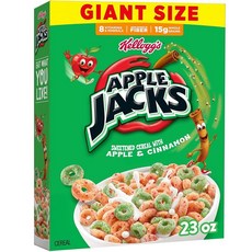 Kellogg's Apple Jacks Breakfast 시리얼 어린이 간식 가족 아침 식사 자이언트 사이즈 오리지널 652g(23온스) 박스 (박스 1개), 652g, 1