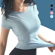 요가 스트레칭 여자 트레이닝복 티셔츠 테스 운동 반팔 반소매 64909ea 1(PC)