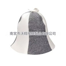羊毛氈桑拿浴帽 加厚吸水乾發帽, 灰白6片, 1個