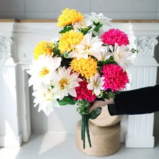 인테리어 조화 성묘 산소 납골당 꽃 장식 조화세트, 세트101.달리아솔국, 1개