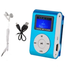 무손실 음질 휴대용 미니 MP3 플레이어 메탈 클립 카드 슬롯 USB 음악 LCD 화면 터치 키 학생용 워크맨, 02 Blue
