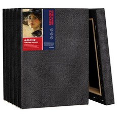 페인팅용 스트레치 캔버스 12.7 x 17.8cm(5 7인치) 예술가를 위한 페인팅 용품 블랙 빈 캔버스 팩 아크릴 오일 및 구아슈 페인트용 6팩, 페인팅용 스트레치 캔버스, 12.7 x 17.8cm(5