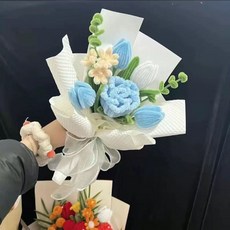 모루꽃다발 키트 선물 DIY 패키지 핸드메이드 공예-01, F. 하늘색 장미 혼합 소재 팩