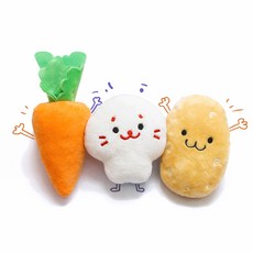히야펫 모듬야채 강아지 삑삑이 장난감 3종 세트 강아지 봉제 인형 토이, 1개, 당근, 버섯, 감자