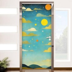 아트박스/꾸밈 am639-현관문시트지_햇님달님구름