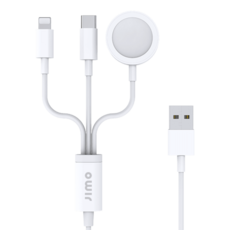 지모 아이폰 애플워치 3in1 멀티 충전 케이블 USB-A타입, 1개, 화이트(A타입), 1.2m