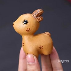 宜興原礦紫砂茶寵梅花鹿擺件 小鹿馴鹿雕塑茶桌擺件 創意可養茶玩, 1個, 款2（防撞包裝）