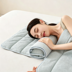 다용도 접이식 경추베개 높이 조절 가능한 여행용베개 휴대용 작은 이불, 1개, 푸른 색