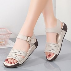 BLTER 여성 키높이 통굽 샌들 발편한 샌들 초경량 스트랩 캐주얼 웨지힐 샌들 5cm LX688