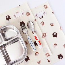 Chouchourroom 防水方形餐墊 2入, 熊-象牙白, 35 x 28 cm, 2個