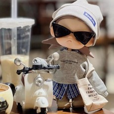 팝마트 지거 액션 피규어 BJD 1/8 20cm 액션 인형 인형의상 맨투맨티 체크무늬셔츠 모자 안경 가방 세트