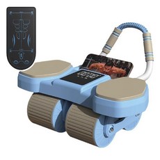 MUSI健腹輪 健身器材 滾輪 四輪自動回彈 送跪墊 炫腹輪 腹肌訓練 健腹器 居家健身, 健腹輪-送跪墊+引導墊（超商限1組）, K0300273-03