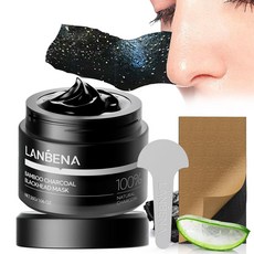 란베나 업그레이드된 2.0 대나무 블랙헤드 리무버 마스크 60개 코 스트립 필 오프 페이스 모공 화이트헤드 클렌저 딸기 정화 모든 피부 타입을 위한 딥 클렌징 30g1.05온스, 1, 1