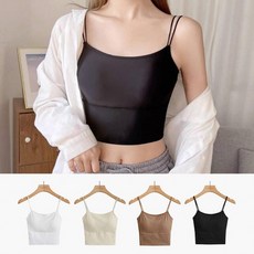 더블 끈 캡 내장 무지 디자인 여성 크롭 짧은 나시 스포츠 브라 요가복 여자 민