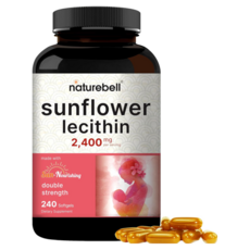 네이쳐벨 nonGMO 해바라기레시틴 2400mg 포스파티딜콜린 모유수유보충제 240소프트젤, 1개, 240정