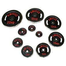 아미쿠스 손잡이 경량도금 바벨원판(홀지름28mm) 1kg ~20kg 무게선택구입 (KG당 3 600원) 개당판매, 실버+검정, 1개, 1.5kg