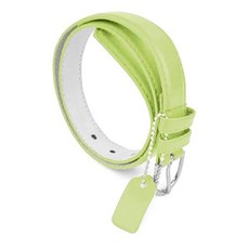 Girls Belt Skinny Belt for Girls PU Leather Belts Silver Polish Buckle Light Green X-Large 2478