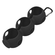 Royalways 골프공 보관 가방 가볍고 고리가 달려있어 공 3개를 수납할 수 있으며 훈련 레크리에이션 시합 연습에, 14cm x 5cm, 실리콘, 검은색