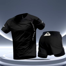 런닝복 헬스복 트레이닝복 세트 기능성 반팔 2 in 1 반바지 운동복