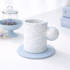 코시나 보니따 달마시안 볼 머그컵 컵받침 세트, 1세트, 스카이블루머그+스카이컵받침