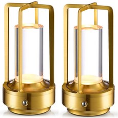 2팩 휴대용 금속 테이블 램프 충전식 무선 LED 램프 3가지 색상 무단 조도 조절 가능 5000mAh 배터리 전원 소형 책상 램프 야외 및 실내/바/커피숍/캠핑 조명/, 2팩 휴대용 금속 테이블 램프, 충전식 무선 LED 램