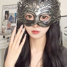 무도회가면 중세시대 오페라가면 여왕 마스크걸 캐쉬 파티 앤티크 실버 반면, 1개, B. 앤틱 실버