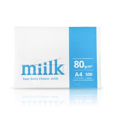 한국제지 밀크 복사용지 80g 500매, 1개, A4