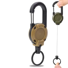 개폐식 헤비 듀티 키체인 배지 홀더 릴 멀티툴 카라비너 클립 키링 스틸 와이어 끈 문구류 사무용품