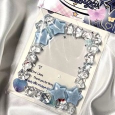 桃園出貨-卡磚成品 藍色星辰貝殻星星滴膠卡磚冰塊手工成品diy小卡收納 小卡卡磚 ins小卡 壓剋力相框, 1個, 藍色星辰 炫彩 實色隨機發