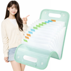 아코디언 파일 가방, 그린, 1개