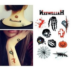 WAWA TATTOO萬聖節蜘蛛網南瓜紋身貼紙，逼真傷口紋身貼紙，萬聖節Halloween刺青貼紙, 1個