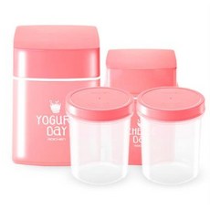 BPA FREE 중탕 요거트 제조기 치즈 메이커 핑크 세트 간식만들기 주방 조리